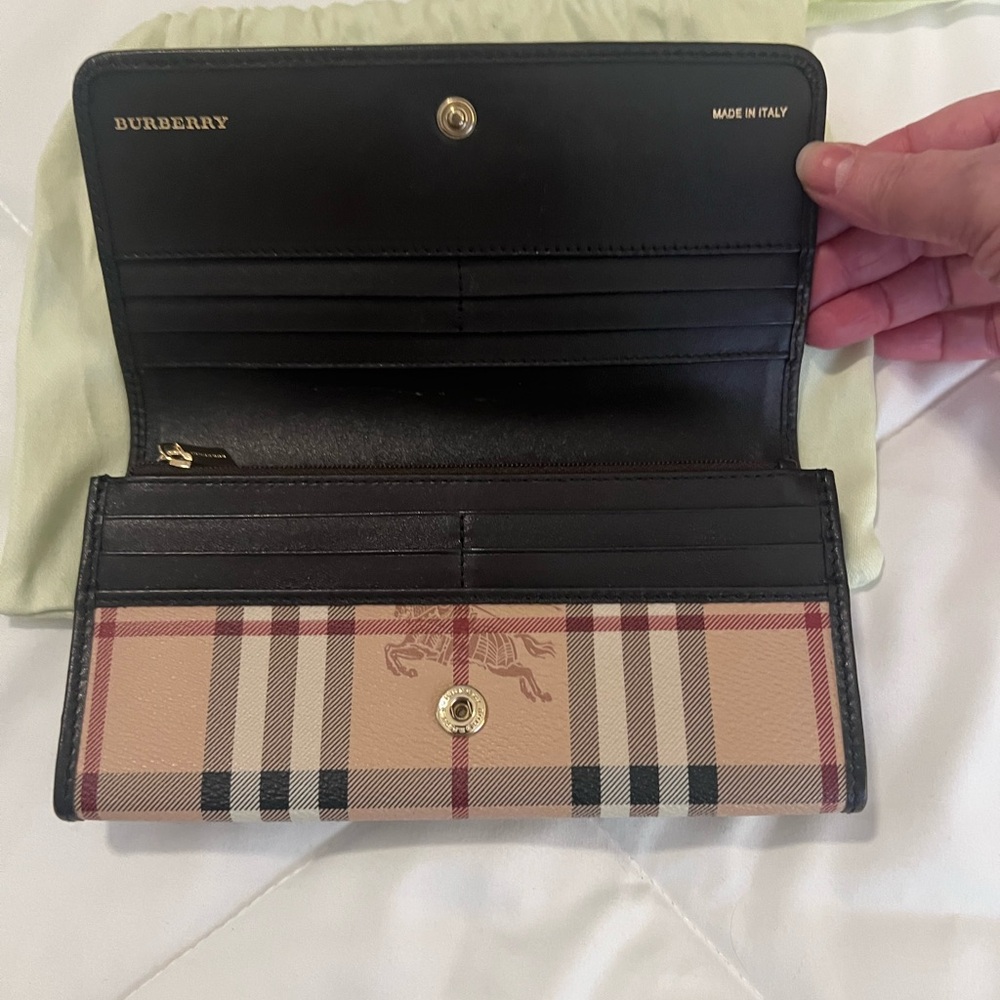Burberry Beige and Black/brown Plaid Wallet
